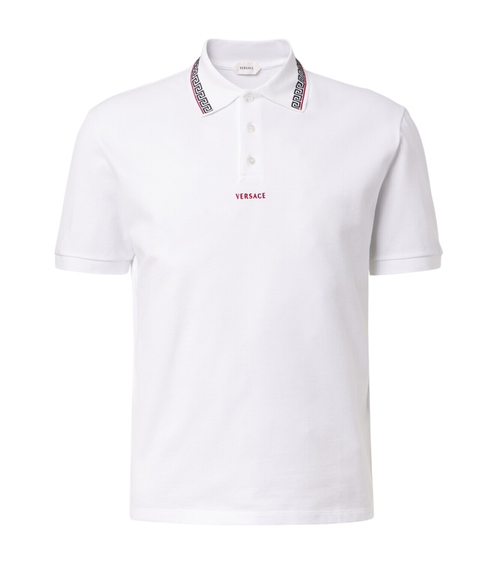 Photo: Versace Greca cotton piqué polo shirt