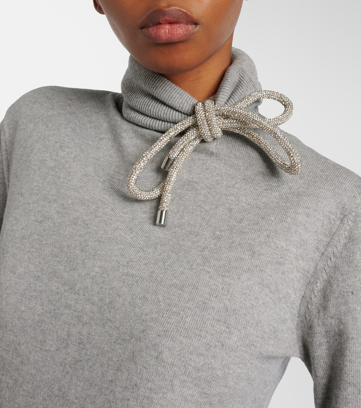 Area Embellished cotton and cashmere turtleneck sweater