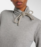 Area Embellished cotton and cashmere turtleneck sweater