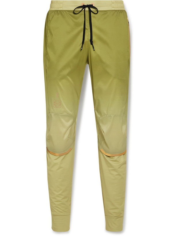 Photo: Loewe - On Slim-Fit Tapered Logo-Print Dégradé Tech-Shell Trousers - Green