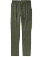 Kiton - Tapered Pleated Stretch-Lyocell Twill Trousers - Green