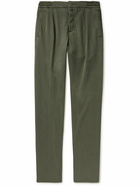 Kiton - Tapered Pleated Stretch-Lyocell Twill Trousers - Green