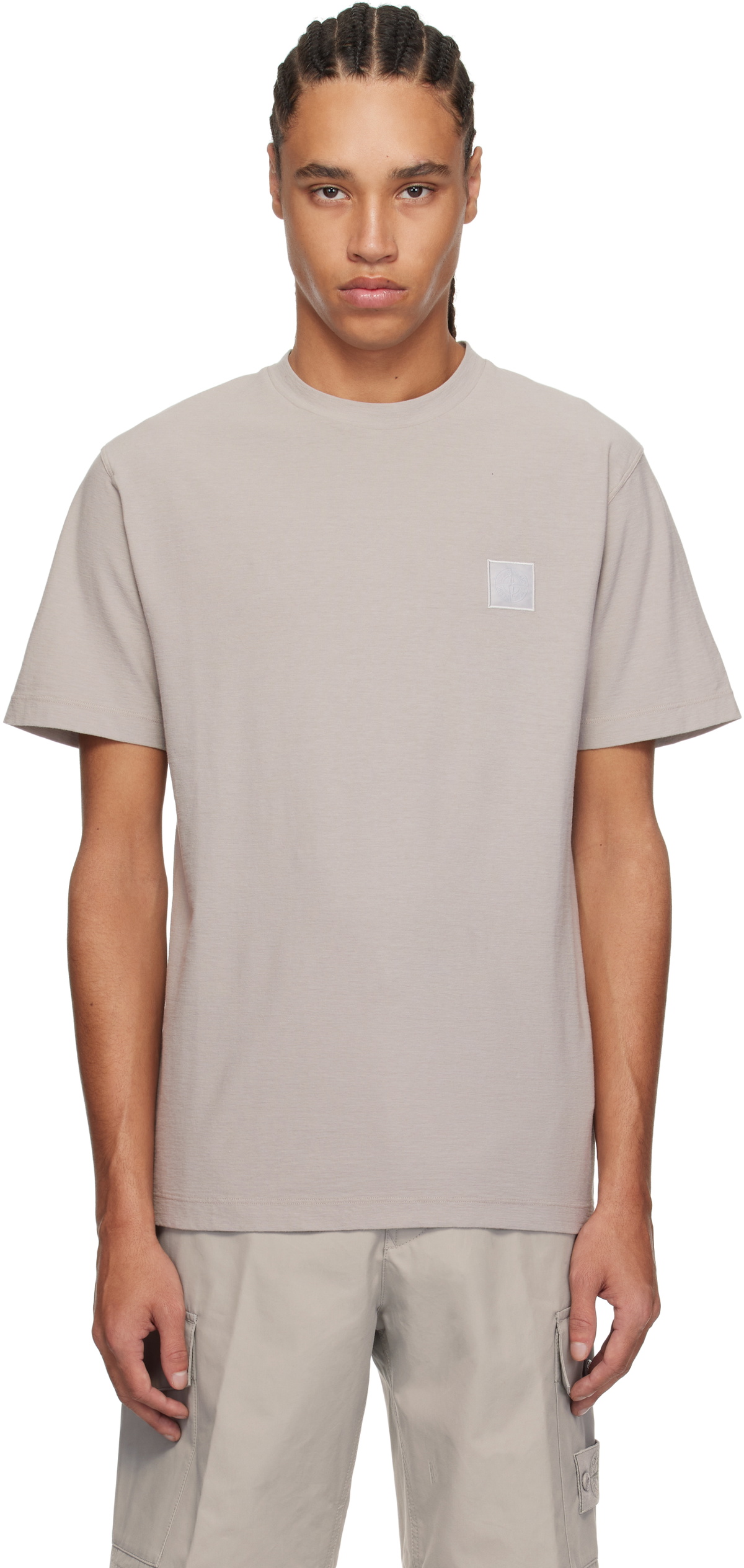 Stone Island Gray Crepe Cotton Jersey Ghost T-shirt Stone Island