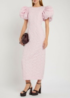 Rotate Sunday Puffy Floral-jacquard Midi Dress Pink