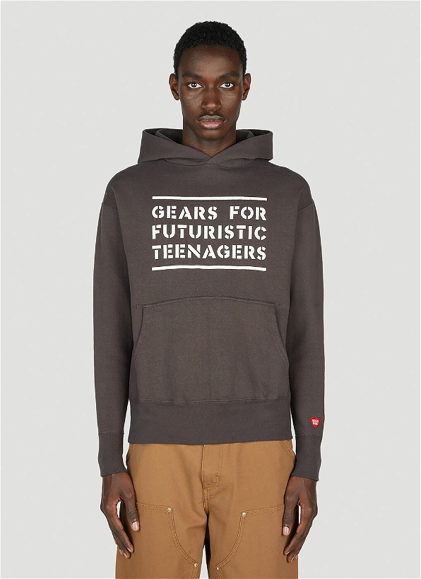 Photo: Human Made - Text Print Hooded Sweatshirt in Grey