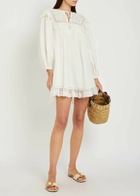 Rixo Inez Embroidered Cotton Mini Dress Ivory