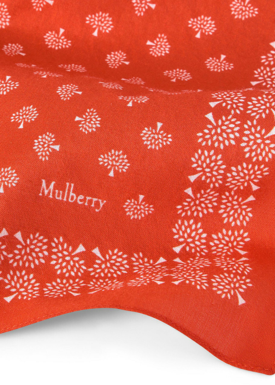Mulberry Printed Cotton Scarf - Orange - One Size
