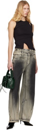 Feng Chen Wang Gray Deconstruction Washed Jeans