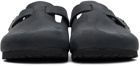 Birkenstock Black Oiled Leather Boston Loafers