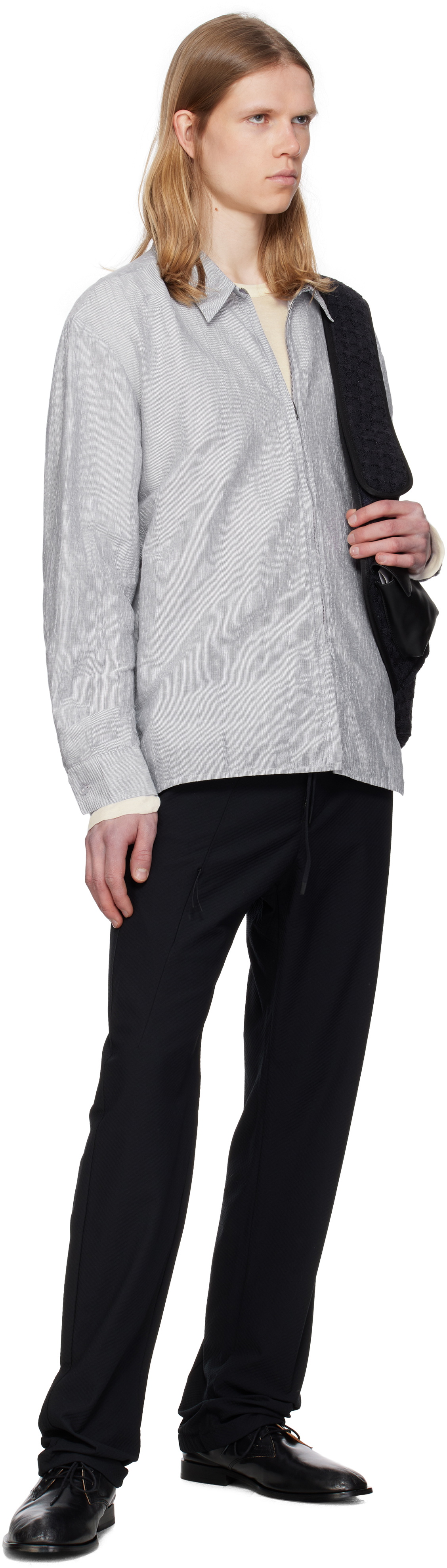 POST ARCHIVE FACTION (PAF) White & Navy 8.0 Right Shirt Post