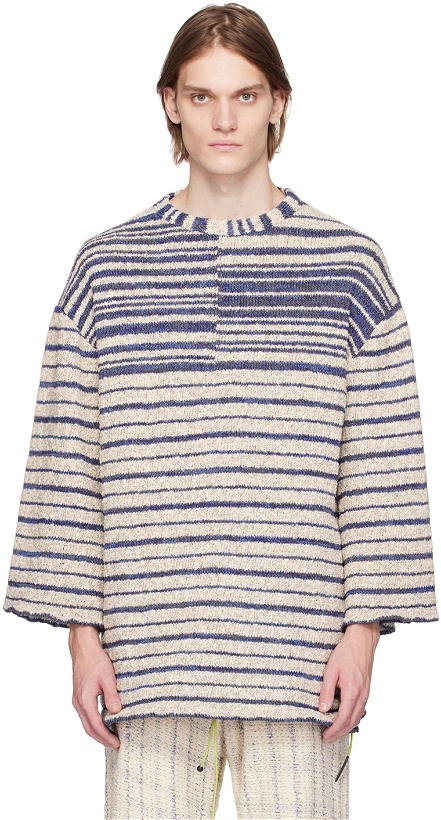 Photo: VITELLI SSENSE Exclusive Off-White & Blue Sweater