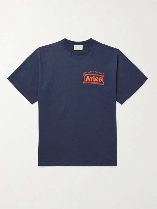 Photo: ARIES - Logo-Print Cotton-Jersey T-Shirt - Blue