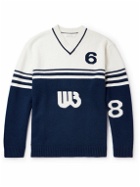 Wales Bonner - Two-Tone Intarsia Wool Sweater - Blue