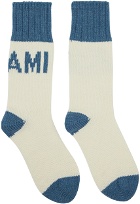 AMI Alexandre Mattiussi Off-White & Blue Logo Socks