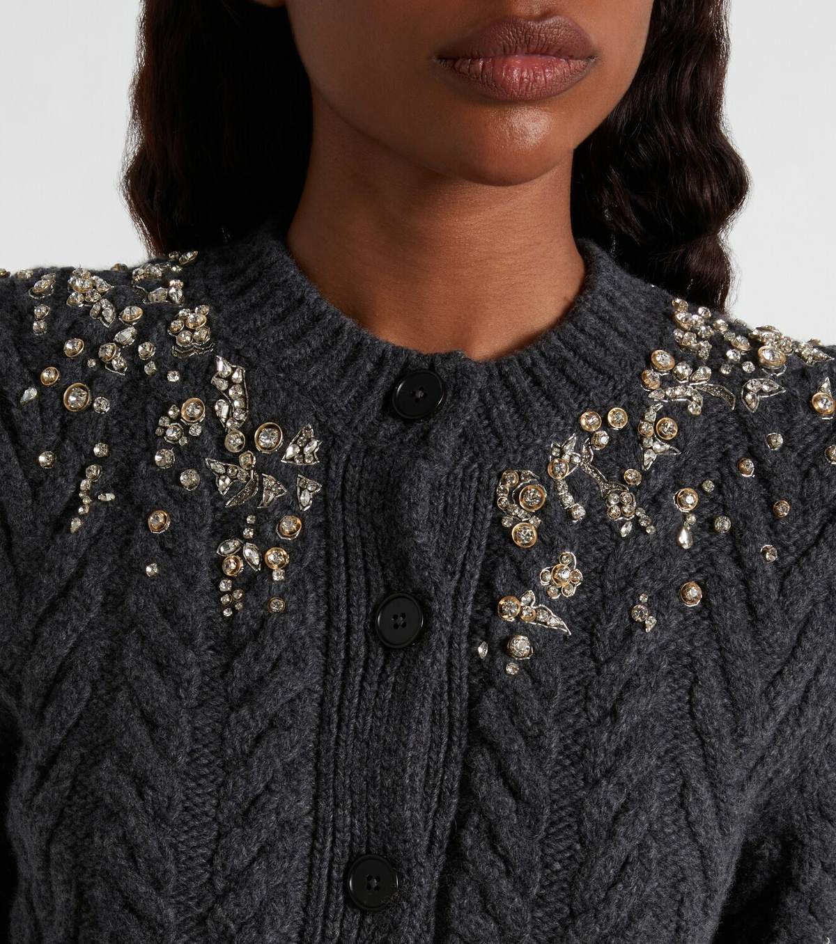 McQueen Embellished wool and cashmere cardigan