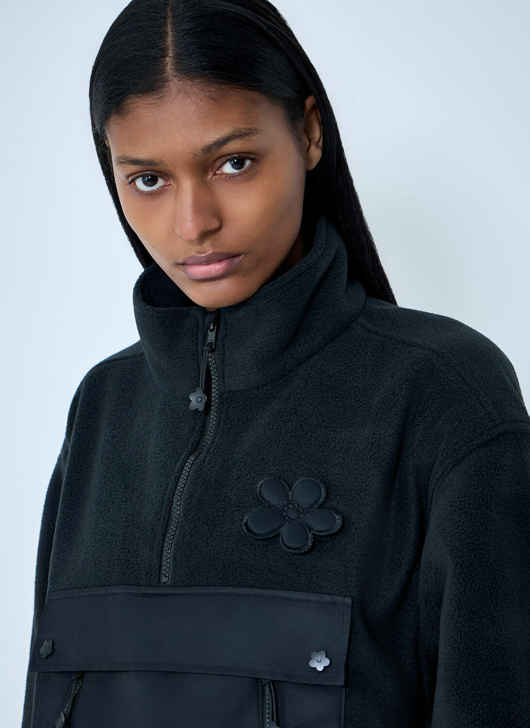 Cecilie Bahnsen High-Neck Fleece Pullover Sweatshirt