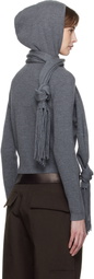 AARON ESH Gray Knitted Scarf & Hoodie Set