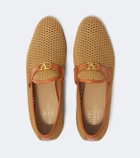 Valentino Garavani Wolfe VLogo leather-trimmed raffia loafers