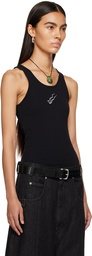 LU'U DAN Black Embroidered Tank Top