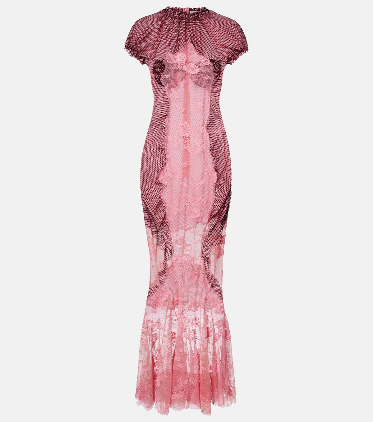 The Attico Sheer lace and mesh maxi dress