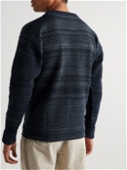 S.N.S. Herning - Striped Textured Virgin Wool Sweater - Blue