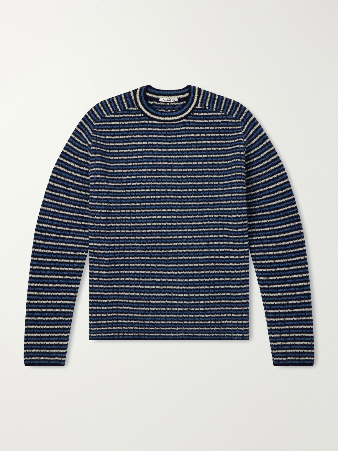 Auralee - Striped Ribbed Wool and Cashmere-Blend Sweater - Blue