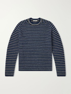 Auralee - Striped Ribbed Wool and Cashmere-Blend Sweater - Blue