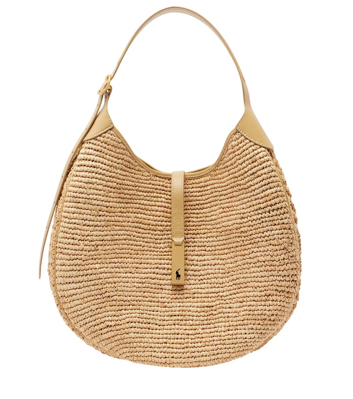 Photo: Polo Ralph Lauren Polo ID Large leather-trimmed raffia tote bag