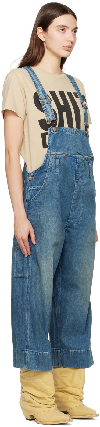 R13 Indigo Slouch Denim Overalls