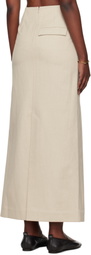 Ruohan Beige Pencil Denim Maxi Skirt