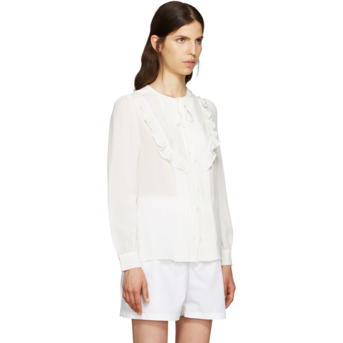 Miu Miu White Ruffle Blouse Miu Miu