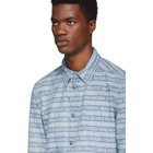 Balmain Blue Logo Stripe Denim Shirt