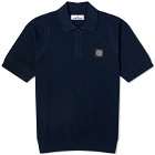 Stone Island Men's Soft Cotton Patch Knitted Polo Shirt in Navy
