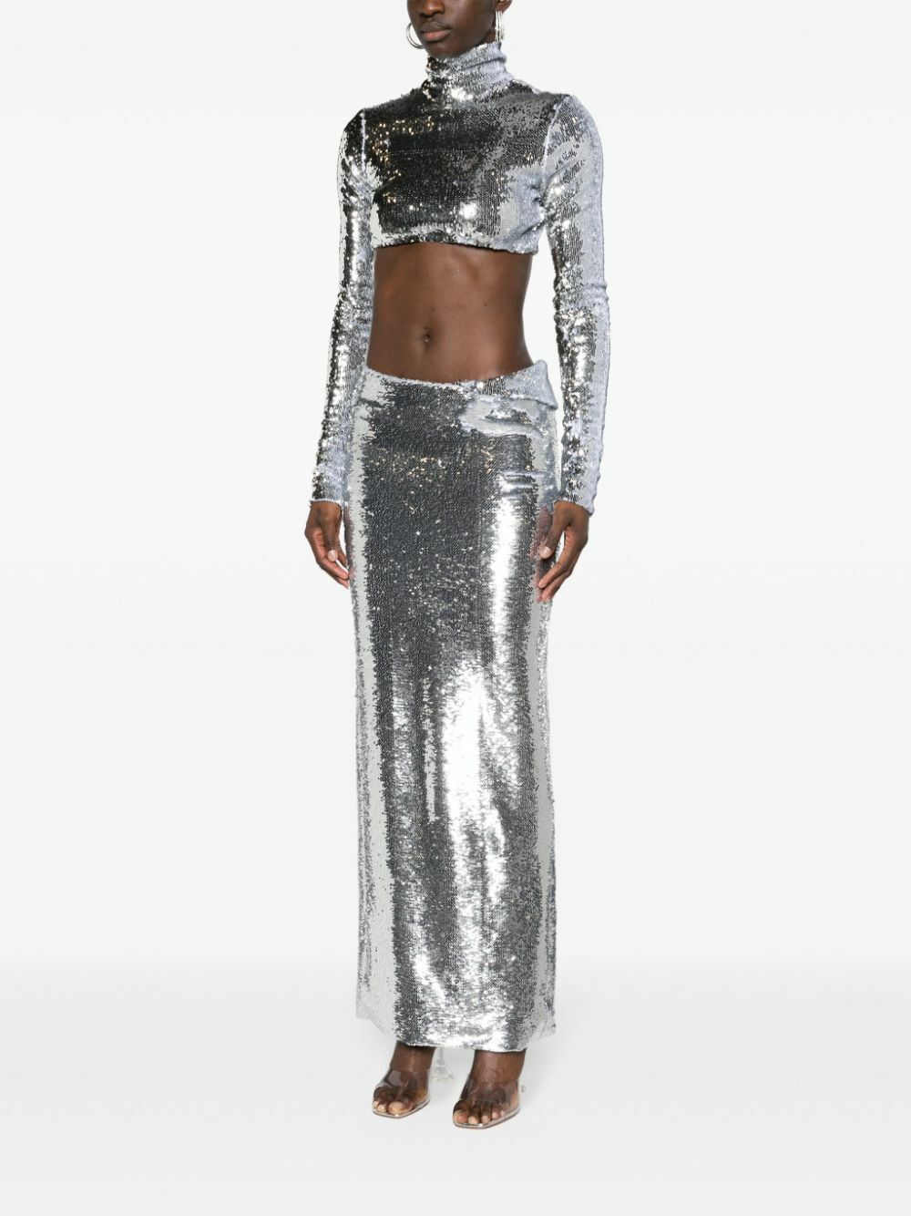silver satin crop top
