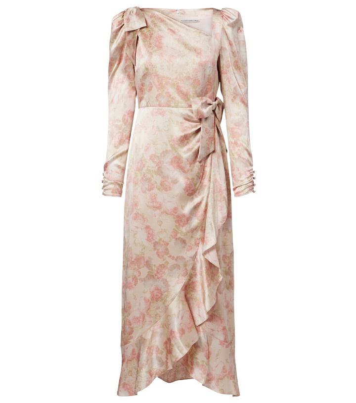 Photo: Alessandra Rich Bow-detail floral silk satin midi dress