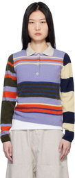 The Elder Statesman Multicolor Chaos Stripe Fitted Polo