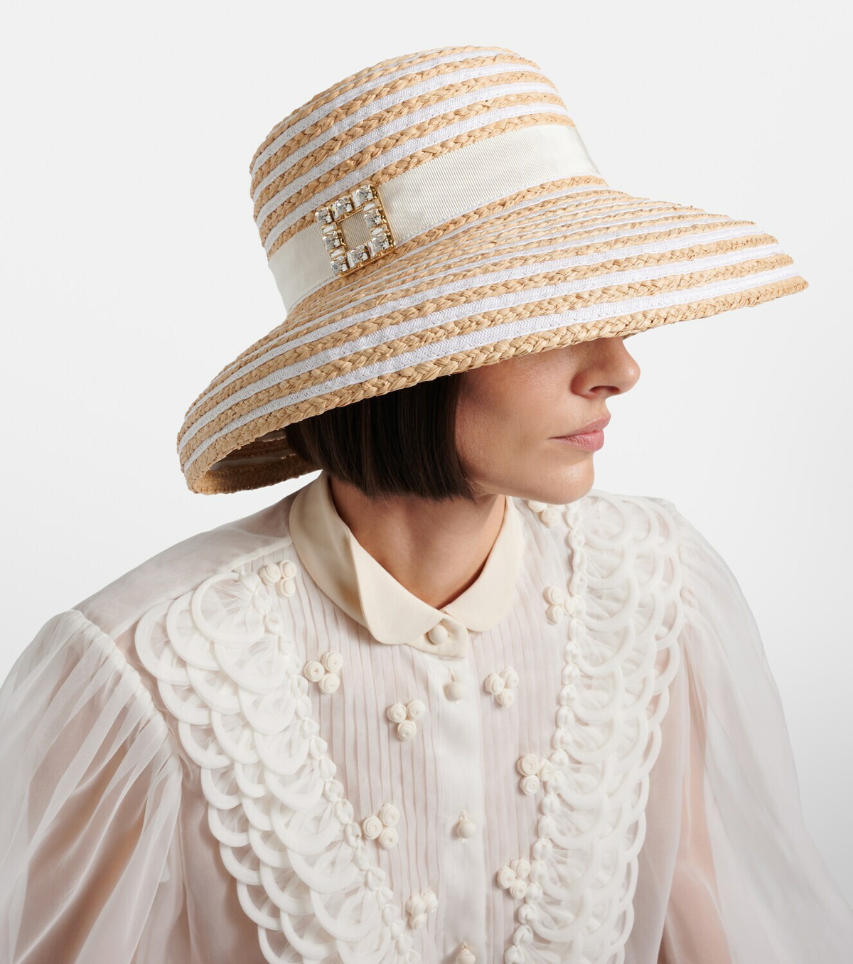 Roger Vivier Très Vivier striped raffia sun hat