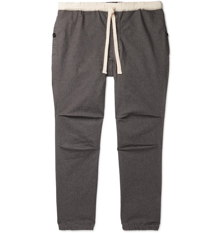 Photo: Beams Plus - Slim-Fit Tapered Cotton-Blend Twill Drawstring Trousers - Gray