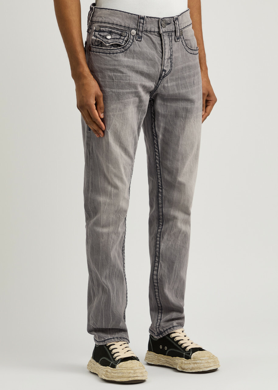 True Religion Rocco Distressed Slim-leg Jeans Grey