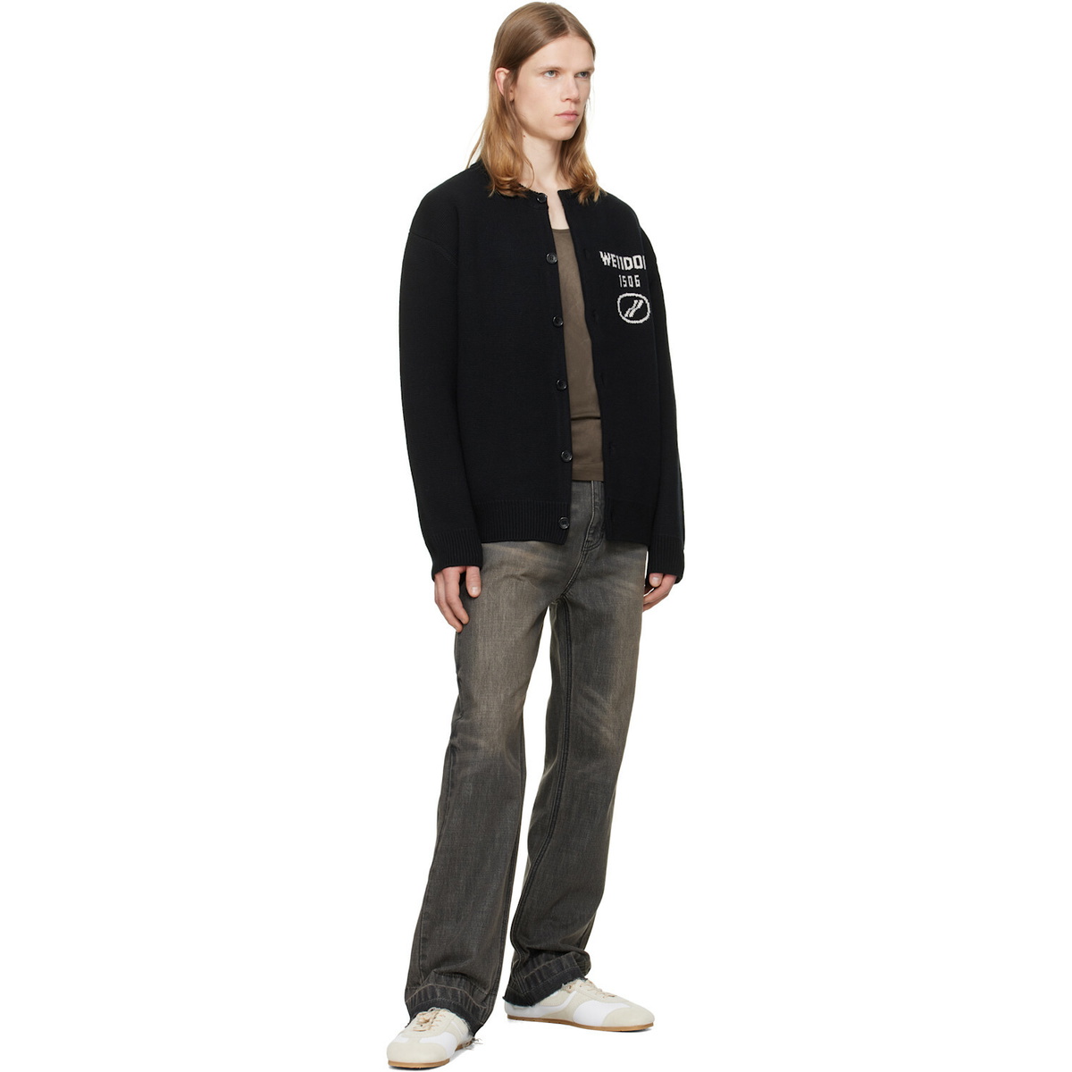 We11done Black Logo Classic Cardigan