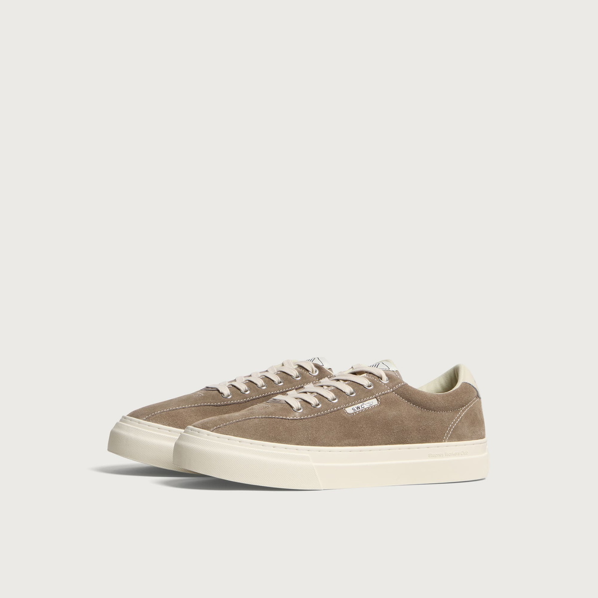 Stepney Workers Club Men's Dellow 02 Suede Sneaker in Warm Grey