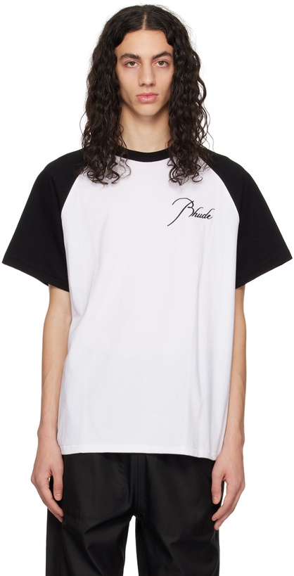 Photo: Rhude White & Black Raglan T-Shirt