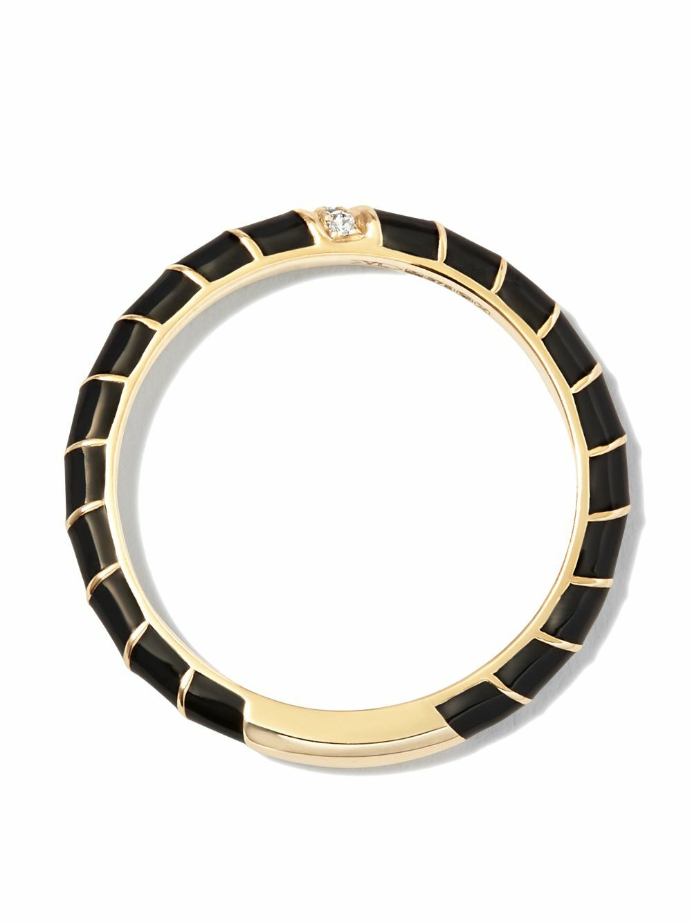 Yvonne Léon 9K Yellow Gold Alliance Enamel Diamond Ring