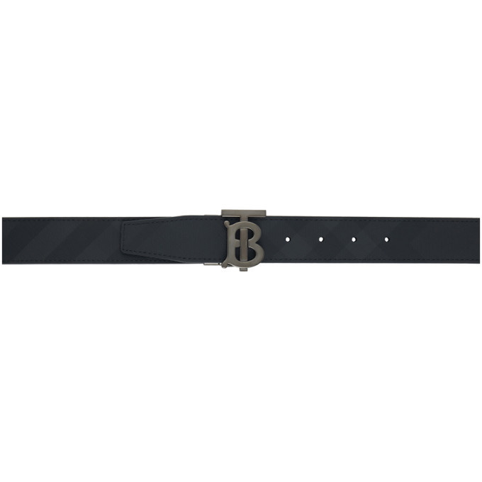 Photo: Burberry Reversible Black and Grey Check Monogram Belt