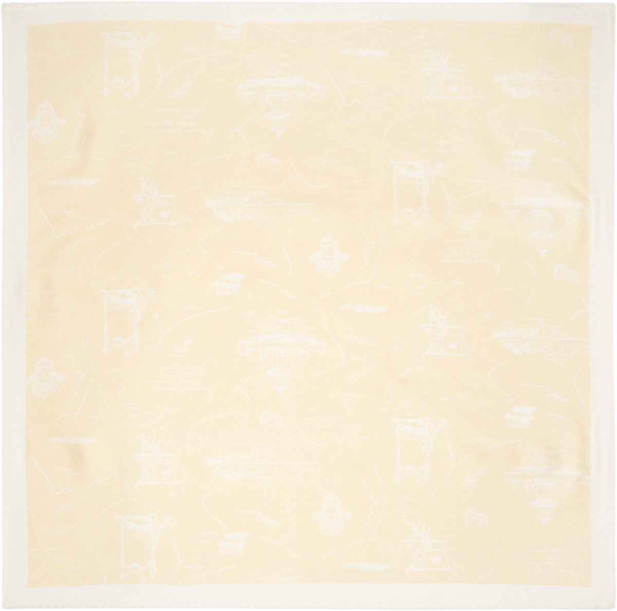 Maison Kitsuné Yellow Parisian Map Silk Scarf
