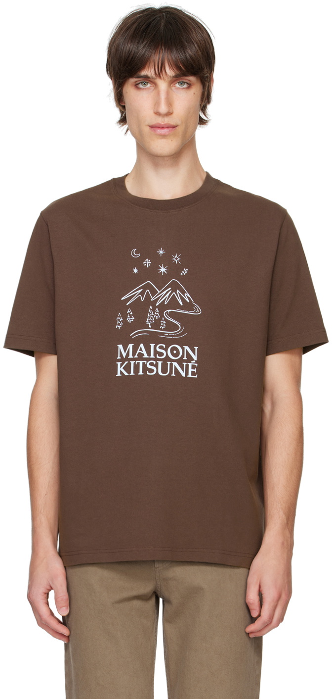 Brown Sketched Landscape Comfort T-shirt by Maison Kitsuné