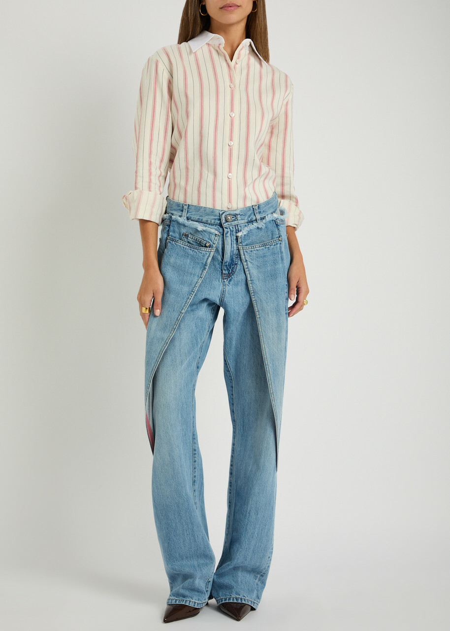 Bettter Linden Striped Silk-blend Shirt White