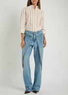 Bettter Linden Striped Silk-blend Shirt White