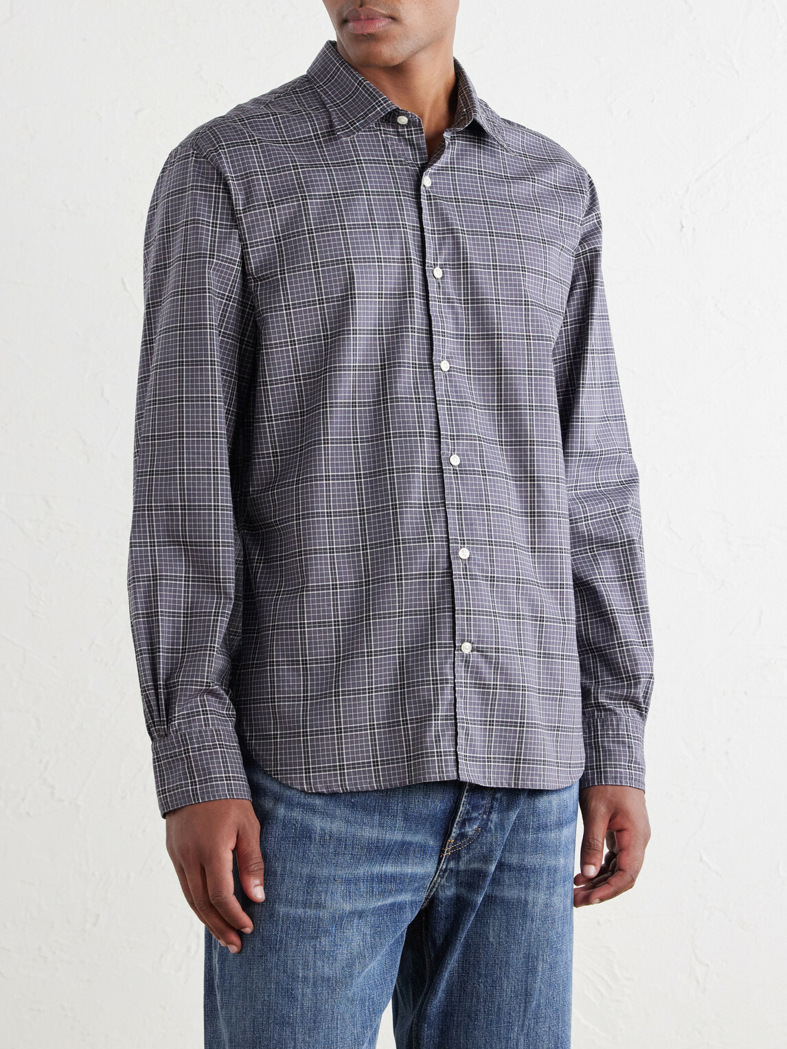 Officine Générale - Giacomo Checked Cotton Shirt - Gray