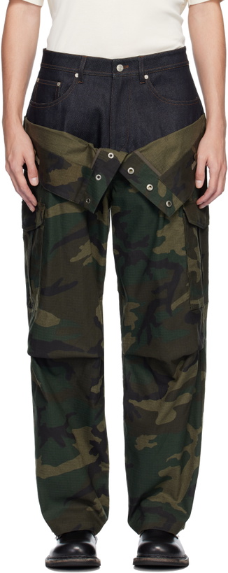 Photo: Andersson Bell Khaki Camo Double Waist Work Wide-Leg Trousers